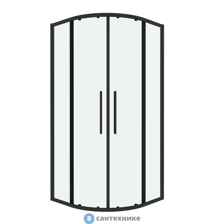 Душевое ограждение Grossman Cosmo 301.K33.02.9090.21.00 (90*90*195) полукруг, раздвижн, черн. матов, стекло прозрачн., без поддона