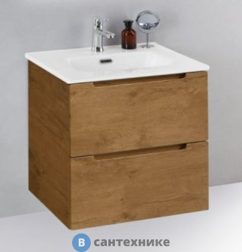 Тумба под раковину BelBagno 51 см ETNA39-500/390-2C-SO-RN-P подвесная с двумя выкатными ящиками, Rovere Nature