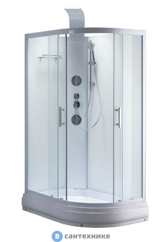 Душевая кабина Taliente TA-128CW (L) с гидромассажем, профиль белый, проз. стекло, белые зад. стенки Optiwhite, 120*80*220 см левая, средний поддон, без крыши