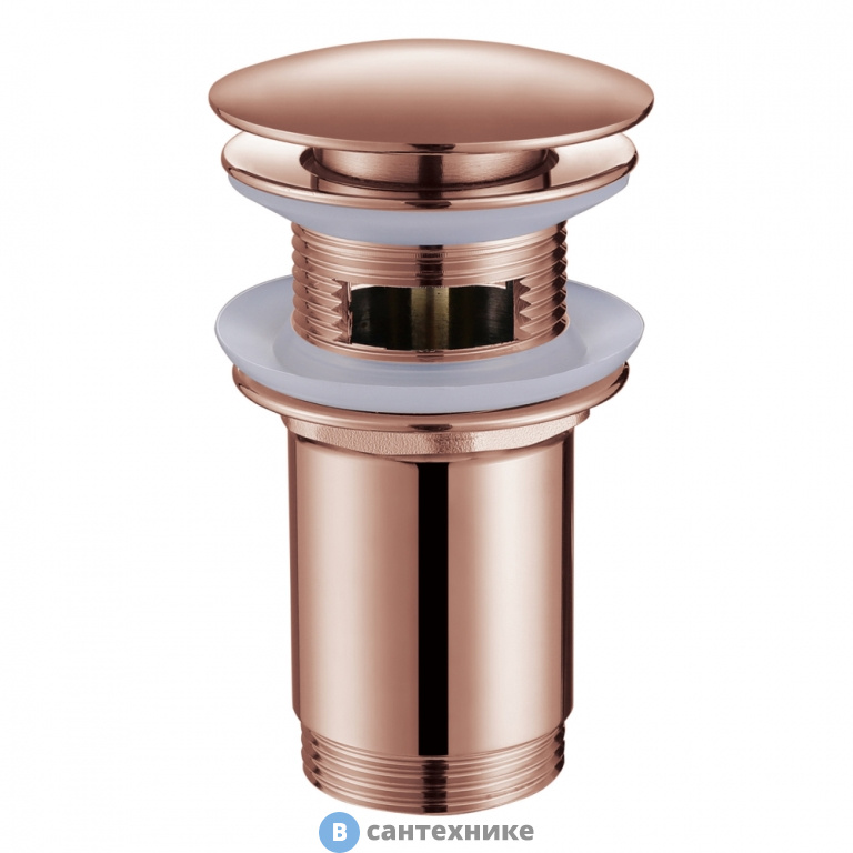 Донный клапан ABBER AF0010RG с переливом, розовое золото