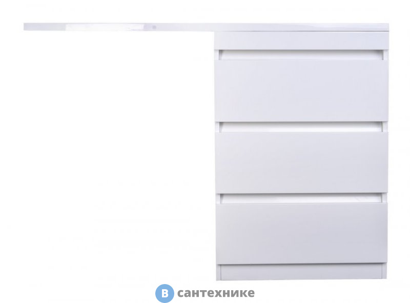 Тумба под раковину Style line Даллас 130, 3 ящ., Люкс белая, напольная PLUS (2000949234502)