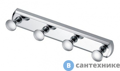 картинка Кронштейн настенный WasserKRAFT K-1074 4 крючка металл, хромоникелевое покрытие