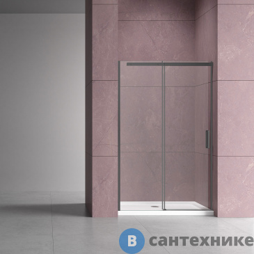 картинка Душевая дверь Vincea Dice VDS-4D120CLGM, 1200, вороненая сталь, стекло прозрачное