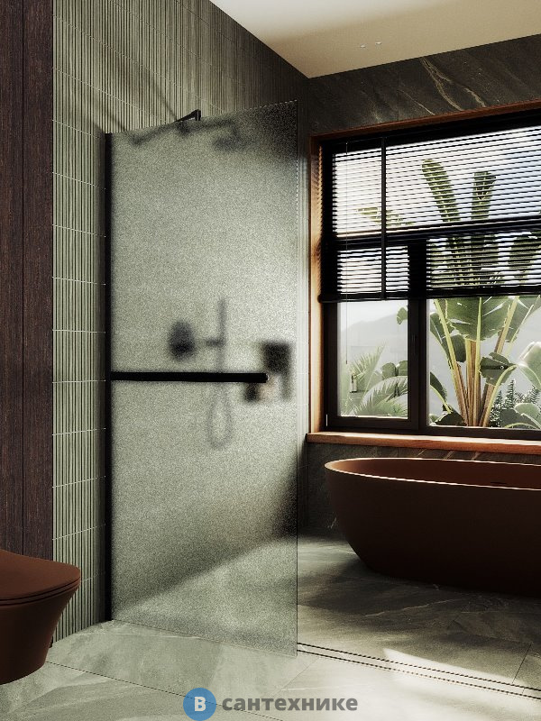 Душевая перегородка в профиле MaybahGlass 1950*690 Стекло 8 мм Сатин +Полотенцесушитель (MGD-725-6ш)