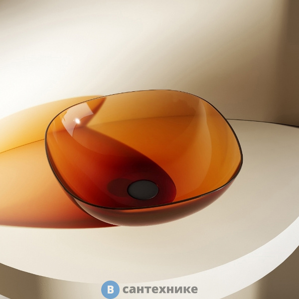 Раковина ABBER Kristall AT2806Opal, накладная прозрачная, коричневый