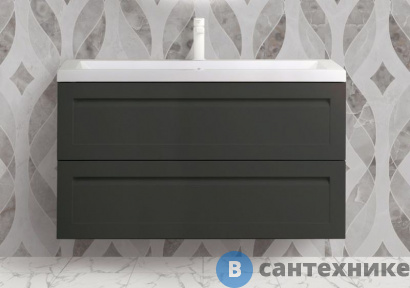 картинка Тумба под раковину Art & MAX PLATINO AM-Platino-1000-2C-SO-GM-Cer подвесная с двумя выкатными ящиками, серый матовый