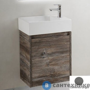 картинка Тумба под раковину BelBagno KRAFT MINI подвесная с распашной дверцей, левосторонняя, Cemento Grigio, 494х256x490 (KRAFT MINI-500/260-1A-SO-CG-L)