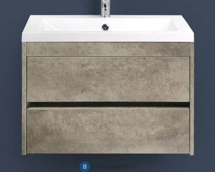 Тумба под раковину Art & MAX FAMILY Family-900-2C-SO-CV подвесная с двумя выкатными ящиками, Cemento Veneto, 900x480x550