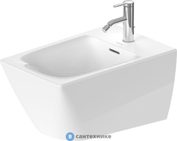 Биде подвесное Duravit Viu 2292150000 370х570 мм, с 1 отв под смеситель, белый (с креплением)