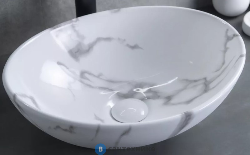 Раковина накладная GID-ceramic Mnc138C под камень глянцевый (410х340х150)