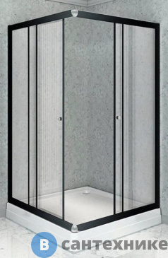 картинка Душевой уголок Radomir Дрим 90 чёрный, квадратный (стекла матовые) (1-09-6-0-0-1181), без поддона