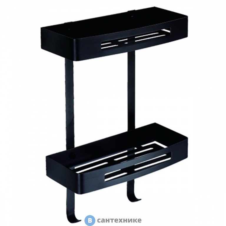 Полка AZARIO AZ-170-2B прямоугольная двухэтажная, чёрный матовый