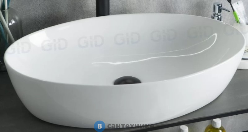 Раковина накладная GID-ceramic N9433 белый (610х410х145)