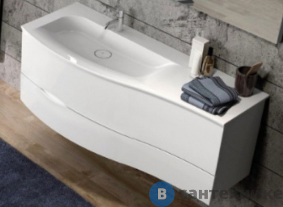 картинка Тумба с раковиной BurgBad Sinea 2.0 1210х475 мм, с 2-мя выдв. ящик, рак.из мин. литья с 1 отв. под см-ль, ручки G0165, левостор., в компл сифон, белый гл. (SFFQ121L F2800 G0165 C0001*1)