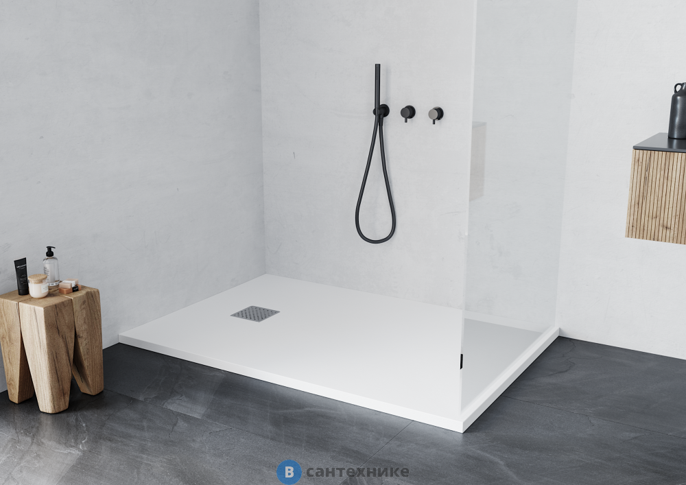 Душевой поддон Taliente PTA-ST-120Wstone 120х80 литьевой мрамор белый матовый