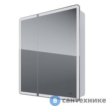 картинка Шкаф зеркальный Dreja POINT 70 см, 2 дверца, 2 стеклянные полки, инфракрасный выключатель, LED-подсветка, (99.9033)