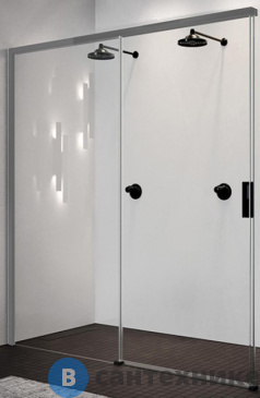 картинка Дверь для душа NOVELLINI OPERA 1190-1210х2000 мм, раздвижная, левая, без боковой стенки, профиль хром, стекло прозрачное (OPEPH119S-1K)