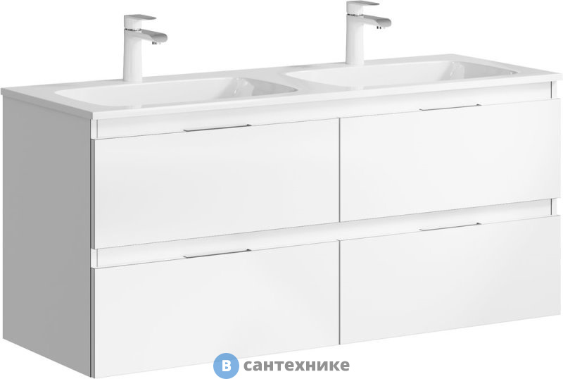 Тумба Aqwella Accent 120 см белый, с умывальником Malaga 1200 (ACC0112W)