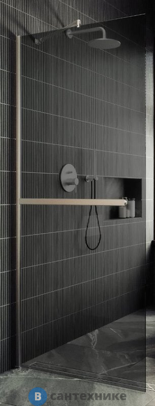 Душевая перегородка в профиле MaybahGlass 1950*790 Стекло 8 мм Графит +Полотенцесушитель (MGD-729-5ш)