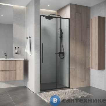 картинка Дверь в нишу Niagara Nova NG-34-9AGR (90х195) раздвижная, графит, стекло прозрачное