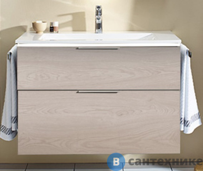 картинка Тумба BURGBAD Eqio подвесная с умывальником 930х490х645 мм. 2 ящика с ручкой желоб., c 1 отв под смес. фланелевый дубовый F2632 (SEYQ093F2632C001*1)
