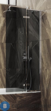 картинка Шторка для ванны поворотная с добором MaybahGlass 1400*690 Стекло 6 мм Графит (MGV-659-4)