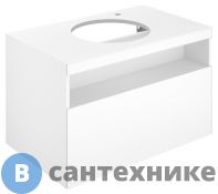 Тумба под раковину Keuco STAGELINE 1 ящ., без подсв., со столеш., смес R, 800x550x490 мм, к/ф: белый (32865300000)