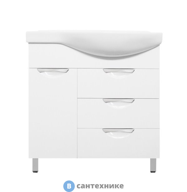 Тумба под раковину Style line Жасмин 82 (3 ящ.) с корзиной, левая (4650134471502)