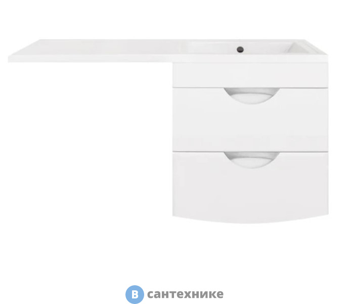 Тумба под раковину Style line Жасмин 2 60 (2 ящ.), Космос / Даллас 120, Люкс белая, подвесная PLUS (4650134472141)