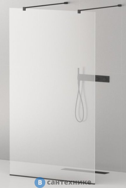 Душевая перегородка Cezares LIBERTA-L-2-120-C-NERO с возможностью двустороннего входа, стекло прозрачное, профиль чёрный, 1200x1950 мм