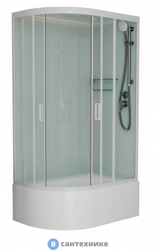 Душевая кабина Frank F412/2R М White правосторонняя высокий поддон матовое стекло