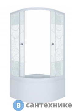 картинка Душевой уголок Тритон Стандарт 90*90 Б 1/4 круга, глуб. подд., Аква, Узоры, Белый (DK94_2)