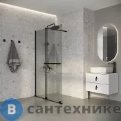 Душевая перегородка Niagara Nova NG-671-90 BLACK (90х200) черный матовый, раздвижная, стекло прозрачное