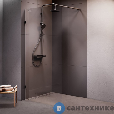 картинка Душевая перегородка АМ.РМ W94UWI-100-F1-BTE X-Joy 100x195, стекло прозр. 8 мм, фурнитура чёрный