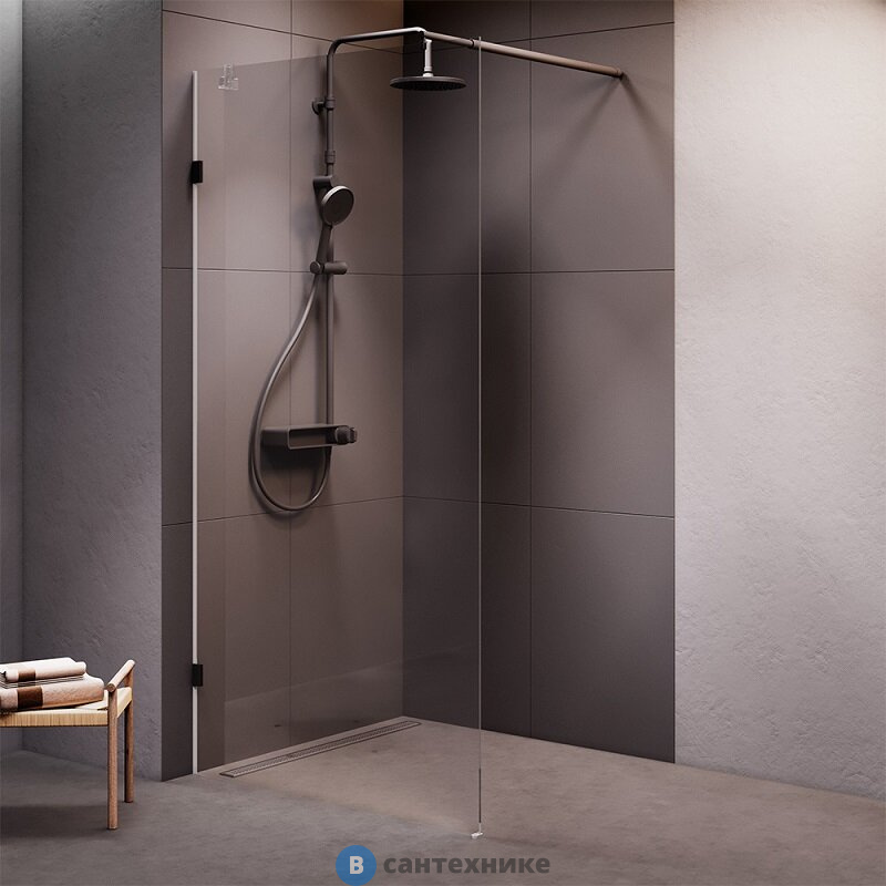 Душевая перегородка АМ.РМ W94UWI-100-F1-BTE X-Joy 100x195, стекло прозр. 8 мм, фурнитура чёрный