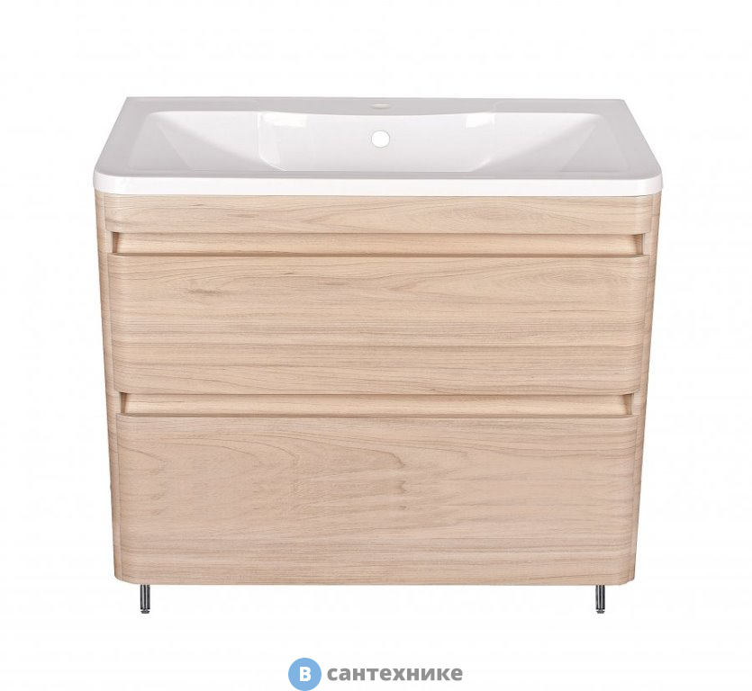 Тумба под раковину Style line Атлантика 90, Люкс ясень перламутр, напольная PLUS (2000949233512)