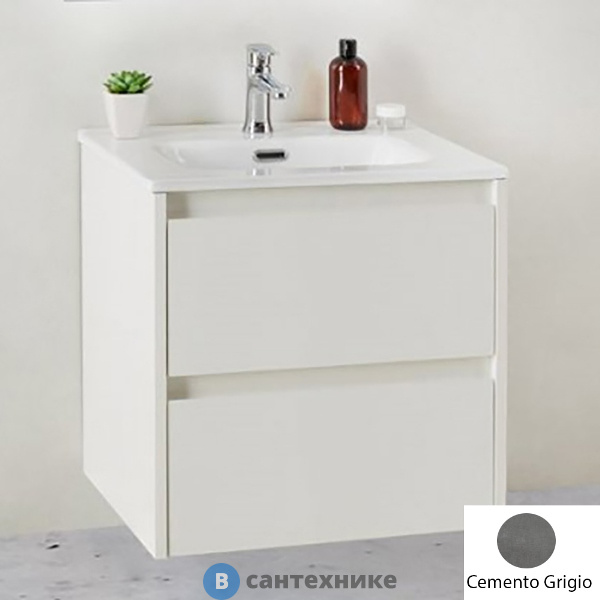 Тумба под раковину BelBagno KRAFT 39 подвесная с двумя выкатными ящиками, Cemento Grigio, 500х390x500 (KRAFT 39-500/390-2C-SO-CG)