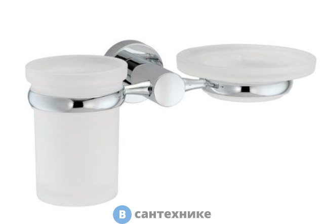 Держатель стакана и мыльницы WasserKRAFT Donau K-9426 металл, хромоникелевое покрытие, матовое стекло