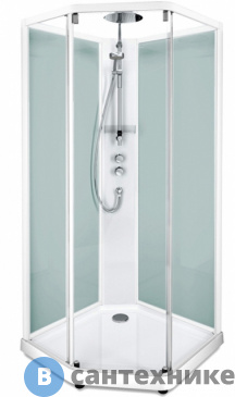 картинка Душевая кабина IDO SHOWERAMA 10-5 100х100 COMFORT пятиугольная, белый профиль и матовое стекло на задних стенках