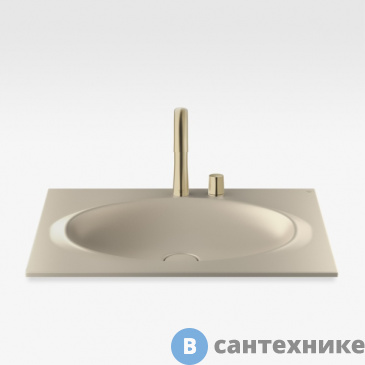 картинка Раковина Armani Roca Island встраиваемая сверху 77х55см, 2 отв. под смеситель, со скр. переливом, greige (7.3277.6.0R3.0)