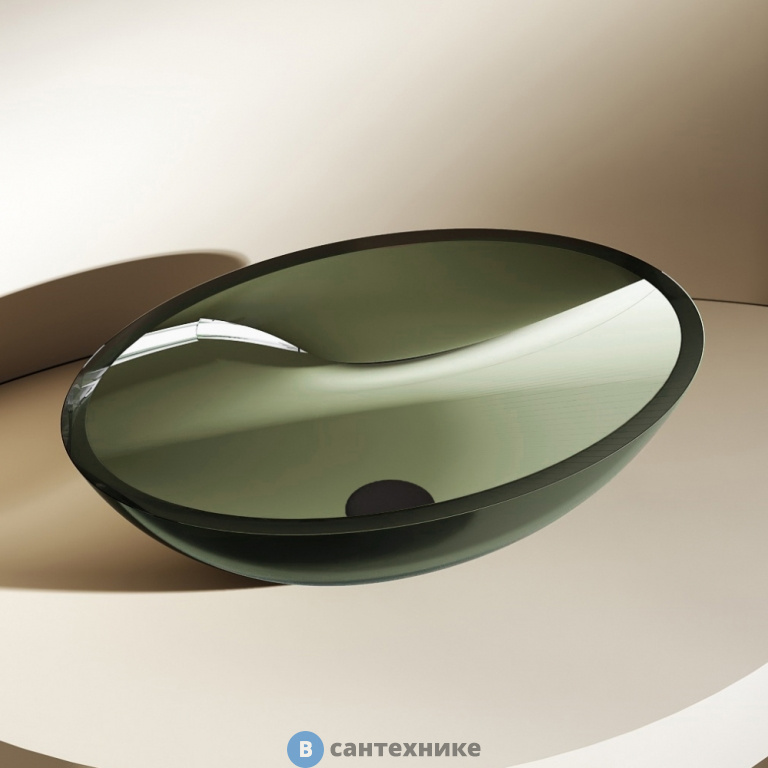 Раковина ABBER Kristall AT2802Vesuvian накладная прозрачная оливковая