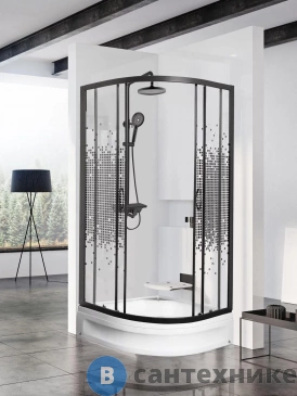 картинка Душевое ограждение МОНОМАХ ДУ  80/180 МЗ BL с поддоном