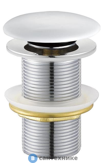 Донный клапан Cezares CZR-SC-Bi с системой "Клик-клак" без перелива, белая керамическая крышка