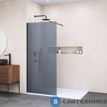 картинка Перегородка для душа RGW WA-010 B  90*195 чёрный/ тонированное (серое) (351001009-34)