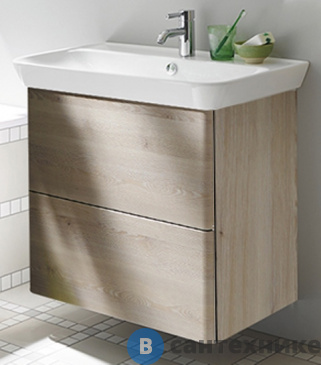 картинка Тумба Burgbad Iveo подвесная с умывальником с 1 отв под смес. 800х492х721 мм.2 выдв ящика, сифон в компл. F2835 дуб меринос (SFEN080F2835G0161C0001*1)