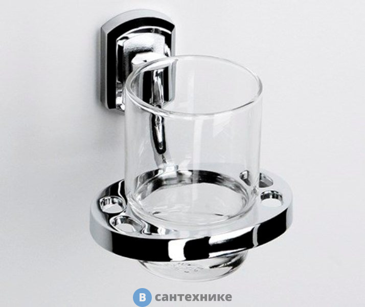 Подстаканник WasserKRAFT Oder K-3028 стеклянный металл, хромоникелевое покрытие, прозрачное стекло