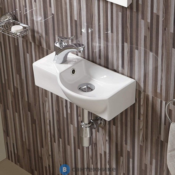 Раковина WELTWASSER AISBACH 7940 GL-WT L подвесная (глянцевая белая) 400х220х120 мм