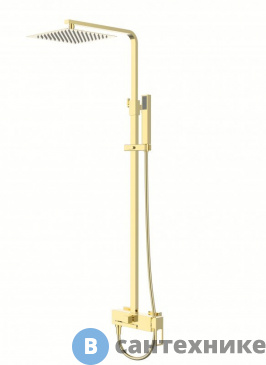 картинка Душевая стойка BelBagno LUCE LUC-VSCM-ORO со смесителем для ванны, верхним и ручным душем, золото