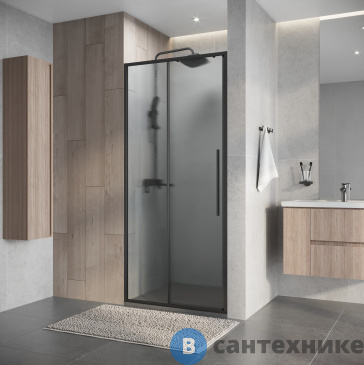 картинка Дверь в нишу Niagara Nova NG-34-L9CHGR (90х195) графит, раздвижная влево, стекло шиншилла