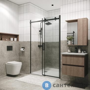 картинка Дверь в нишу Grossman Classic (160х195) графит сатин, стекло прозрачное, раздвижная (100.K33.04.160.42.00)